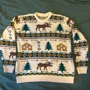 Cozy Graphic Cabin Knit Sweater